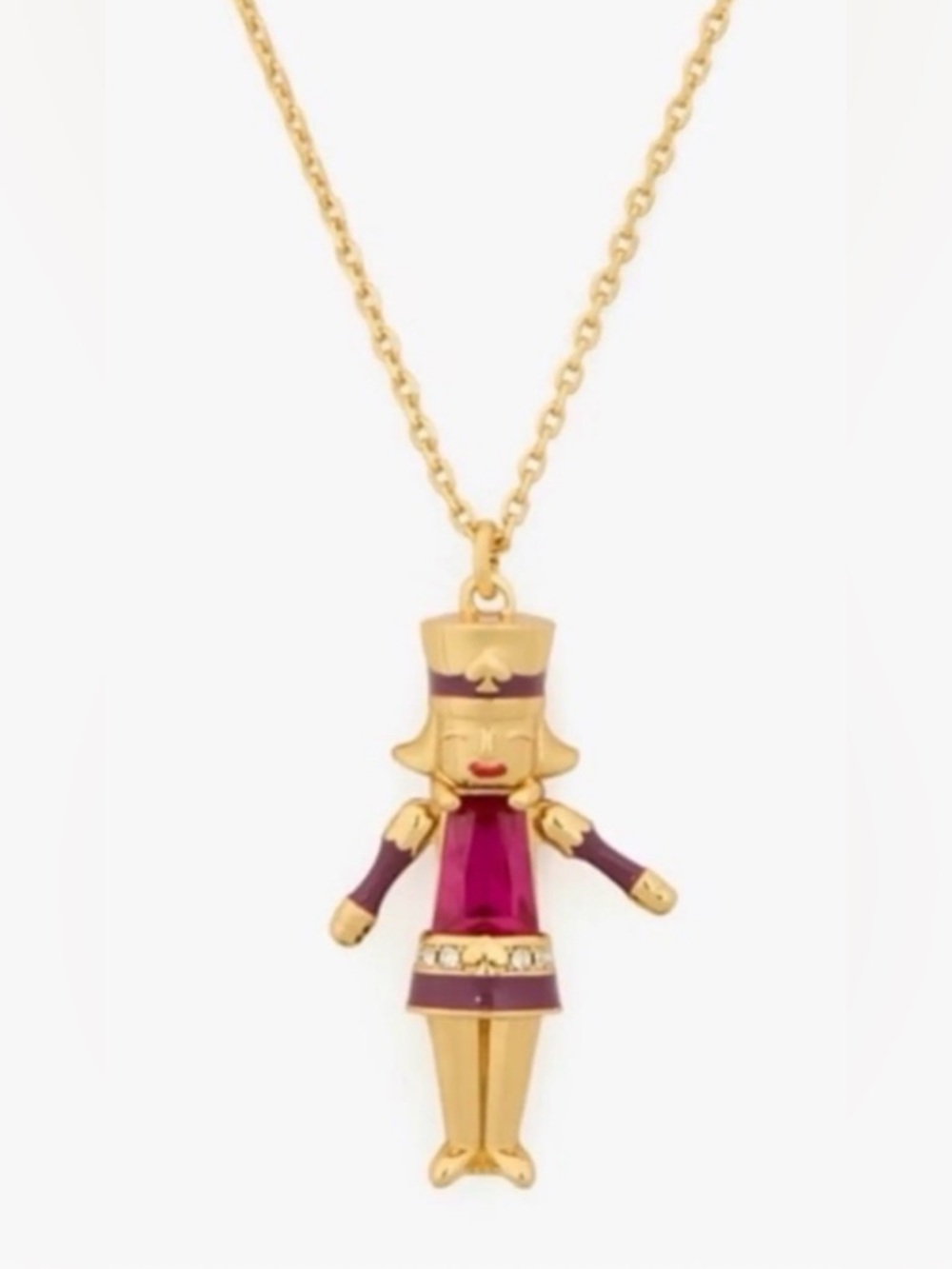kate spade Gold-tone Nutcracker Necklace with Fuchsia Accents. NWT